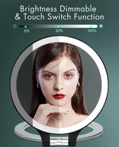 Miniatura 3 de FASCINATE Espejo de Aumento 10X 1X de Doble Cara con Magnificación Espejo de Tocador para Maquillaje Espejo Iluminado Recargable con 3