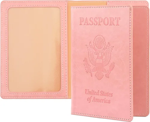 Miniatura 13 de Funda de cuero para pasaporte - Cartera de pasaporte de viaje para mujeres y hombres, artículos esenciales para el aeropuerto con protector, Negro