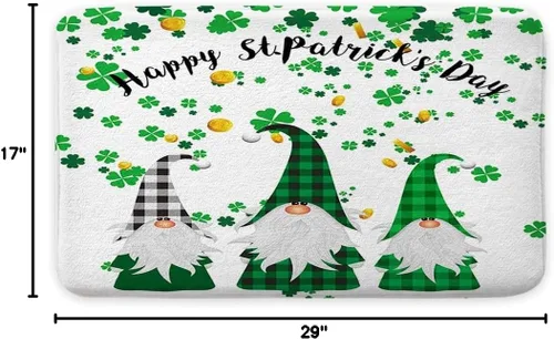 Miniatura 2 de MERCHR Tapete de baño para el día de San Patricio, diseño de gnomo irlandés, diseño de elfo de búfalo, trébol, hoja de trébol, diseño de elfo