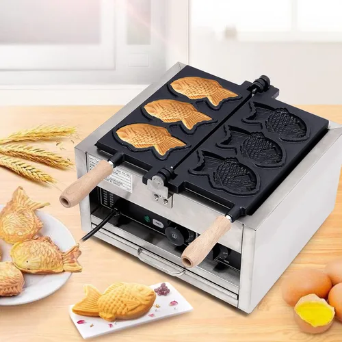 Miniatura 5 de Pescado en forma de Taiyaki Maker Máquina de gofres en forma de pescado de acero inoxidable Moldes para hornear antiadherentes Máquina de gofres
