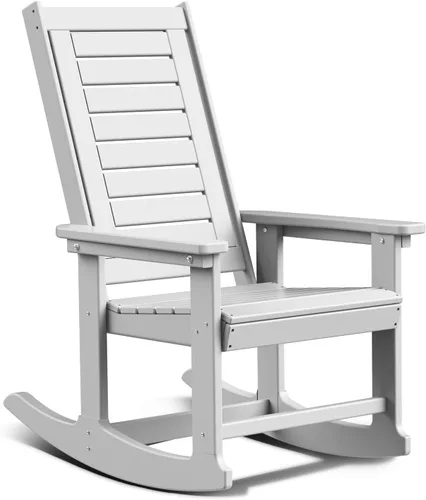 Miniatura 23 de BRIOPAWS Outdoor Rocking Chairs Set of 2 HDPE Plastic Porch Rockers Aqua Oversized Patio Rocker Chair High Back for Big Man Weather
