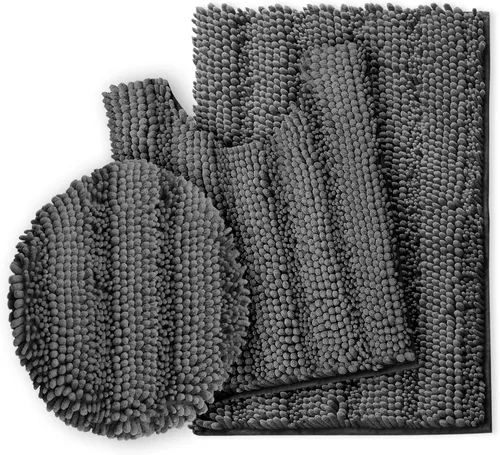 Miniatura 17 de Clara Clark Tapetes para baño de felpilla, tapetes de baño de felpa ultra suaves, lavables a máquina, con parte trasera antideslizante, 44 x 26 Negro