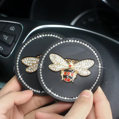 Miniatura 5 de Inserto de Portavasos Brillante - Posavasos de Silicona Antideslizante de 2.95 pulgadas a Prueba de Golpes, Accesorios Universales de Moda
