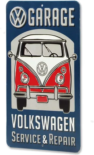 Miniatura 2 de Letrero de metal para reparación y servicio de garaje Volkswagen - Letrero vintage de Volkswagen para garaje o cueva de hombre