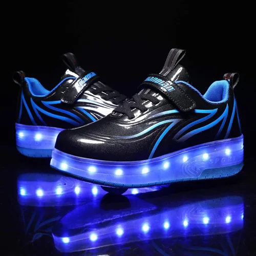 Miniatura 2 de Ufatansy Zapatos de patinaje con luz LED con ruedas, zapatos de rodillo USB Rechargealbe zapatos regalos para niños