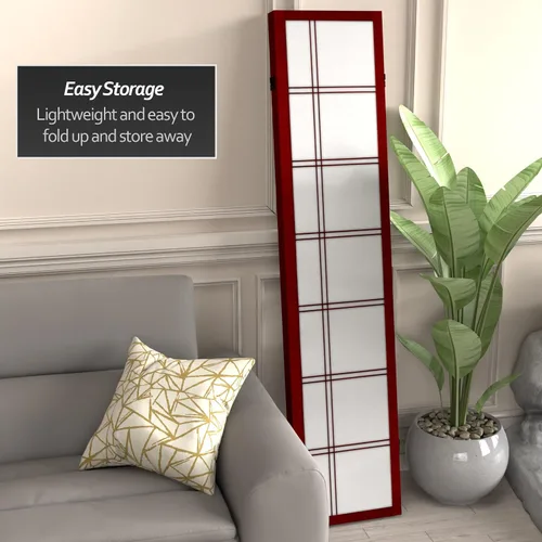Miniatura 3 de Oriental Furniture - Divisor doble de lona con cruz de 6 pies de alto, palisandro, 6 paneles Rosewood