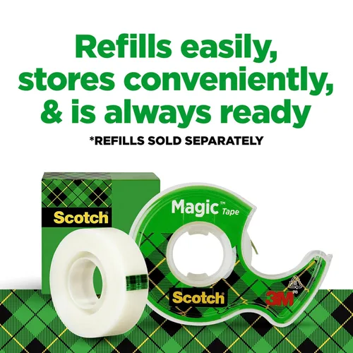Miniatura 7 de Scotch Magic Tape, Dispensador recargable, 3/4" x 300", paquete de 3