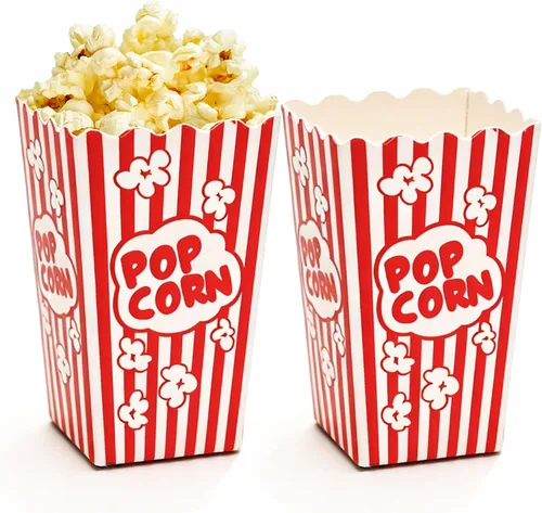 Homrelaxy 54 mini cajas de palomitas de maíz, 4.6 pulgadas de alto y 2.6 pulgadas cuadradas de papel para máquina de maíz pop, noche de cine, cine,