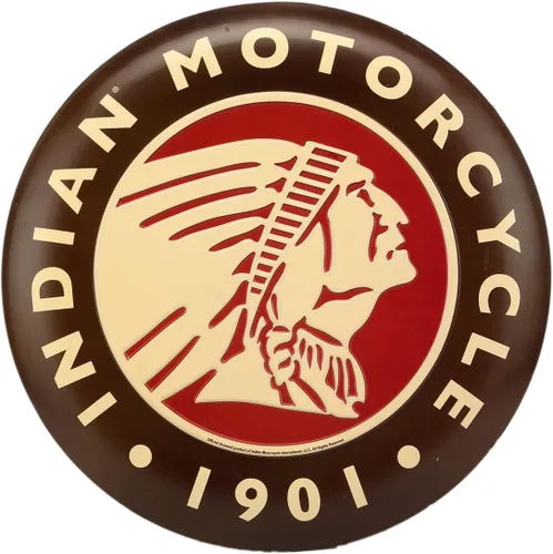 Miniatura 8 de Indian Motorcycle Company - Letrero redondo de metal para garaje, tienda o cueva de hombre Bronceado