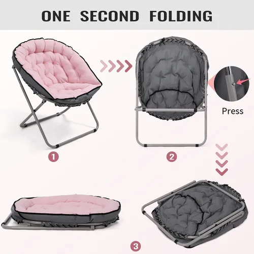 Miniatura 3 de KROFEM Silla plegable con platillo para sala de estar, acogedora silla circular redonda, ideal para dormitorio, espacios pequeños, salón