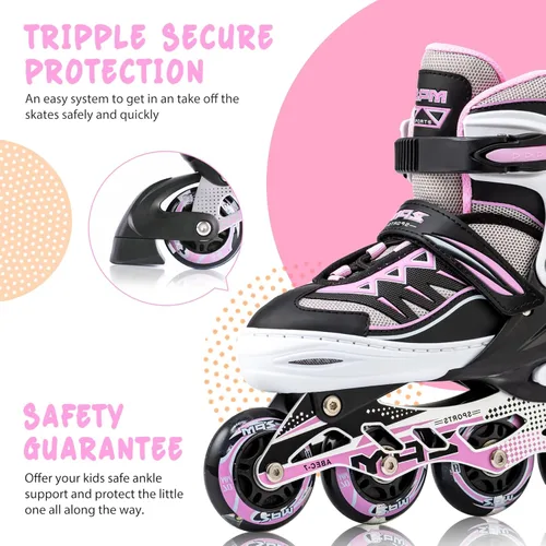 Miniatura 5 de 2PM SPORTS - Patines en línea Cytia para niñas, ajustables, con ruedas iluminadas, rosa, con ruedas con luces, patines divertidos y parpadeantes