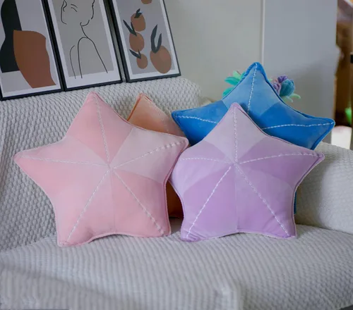 Miniatura 5 de Almohada de suelo de concha de estrella de mar para sofá, almohada de lectura para automóvil (morado claro, 19.6 pulgadas)