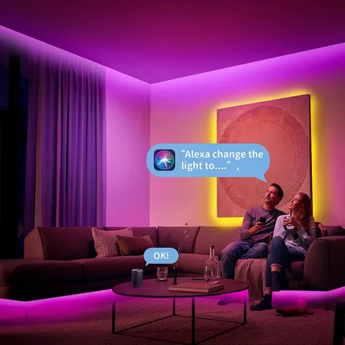 Miniatura 3 de KSIPZE Tira de luces LED inteligentes con WiFi, luces LED RGB+IC para dormitorio, trabajo con Alexa, control de aplicación, sincronización