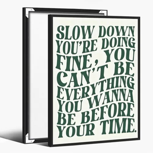 Miniatura 17 de Lienzo rosa para pared, arte de pared Slow Down Youre Doing, arte de pared fino, recordatorio diario, afirmaciones positivas, estimulante, frase