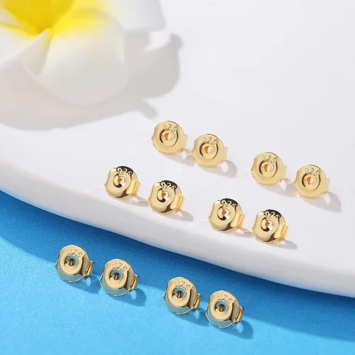 Miniatura 6 de 12 piezas de repuesto para aretes de plata de ley 925, hipoalergénicos, seguros y con cierre de oreja para tachuelas, color dorado