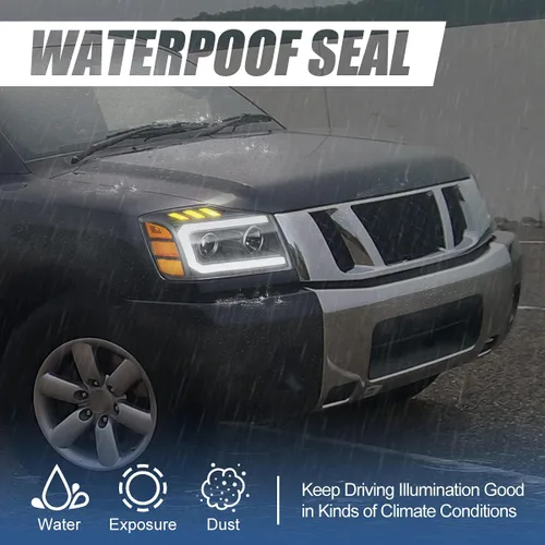 Miniatura 6 de Auto Dynasty Conjunto de faros LED DRL compatibles con Nissan Titan Armada 2004-2015, faros delanteros 3D DRL del lado del conductor y del pasajero