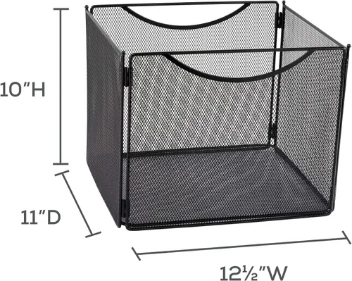 Miniatura 3 de Safco Productos Onyx Mesh - Cubo de archivo tamaño carta 2170BL negro, acabado de capa de polvo negro, construcción de malla de acero duradero