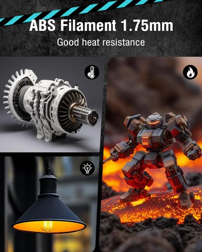 Miniatura 3 de SUNLU - Filamento ABS para impresora 3D de 1.75 mm, altamente resistente y duradero, resistencia al calor, excelente dureza, compatible con el 99%