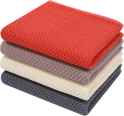 Miniatura 62 de Homaxy Paños de cocina de 100% algodón con tejido de gofre, ultra suaves, absorbentes, de secado rápido, 12 x 12 pulgadas, paquete de 6, amarillo