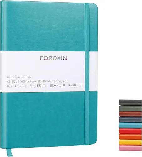 Miniatura 17 de Cuaderno de diario en blanco, negro, 160 páginas, tamaño mediano de 8.3 x 5.7 pulgadas, papel grueso de 3.53 oz/m², tapa dura