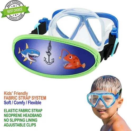Miniatura 5 de Gafas de natación para niños, cubierta de nariz, gafas para niños sin tirones de pelo,Máscara de natación para niños antiniebla 1 unidad: tiburón