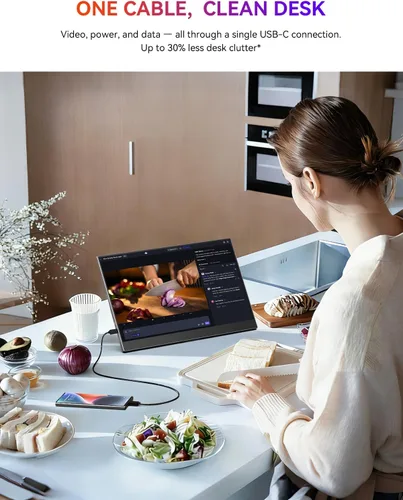 Miniatura 5 de UPERFECT Monitor portátil, 15.6 pulgadas, 125% sRGB 1080P, ultra delgado, monitor de viaje USB C, HDMI, Plug & Play, monitor de juegos IPS