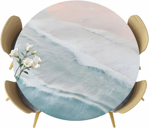 Miniatura 23 de Mantel Ajustable con Cola de Conejo de Pascua para Mesa Redonda, Cubierta de Mesa de Tulipán y Huevo de Primavera con Borde Elástico Impermeable