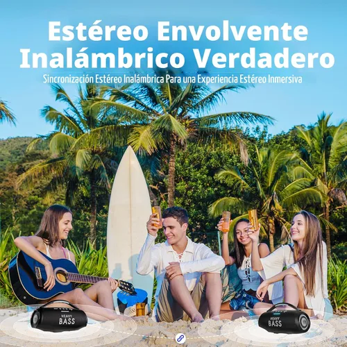 Miniatura 6 de Altavoces Bluetooth inalámbricos, altavoz portátil de 80 W máximo con graves profundos, tiempo de reproducción de 20 horas, IPX6 impermeable, doble