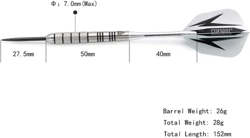 Miniatura 2 de CUESOUL Dardos profesionales de punta de acero de tungsteno-1.06 oz/0.99 oz/0.92 oz/0.88 oz/0.85 oz/0.78 oz Estuche de lujo