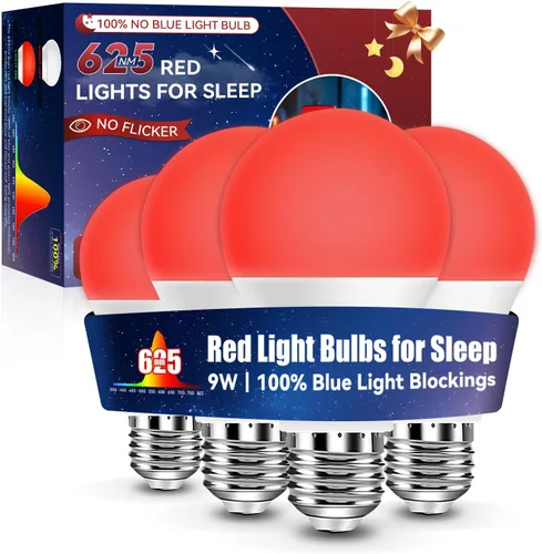 Miniatura 22 de Neporal Bombillas de Luz Roja de 625nm 3W para Dormir, Bombillas de Bloqueo 100% de Luz Azul para Promover la Melatonina, Bombilla LED A19