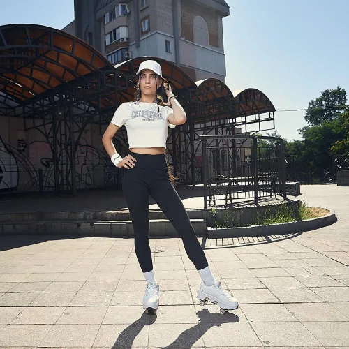 Miniatura 4 de Patines de ruedas y zapatillas 2 en 1 unisex con ruedas retráctiles para exteriores, diversión y fitness, patines de patada