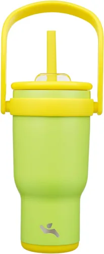 Miniatura 39 de Konokyo Vaso de 14 onzas con asa lateral, botella de agua aislada con popote y tapa 2 en 1, taza de acero inoxidable, taza de café de viaje