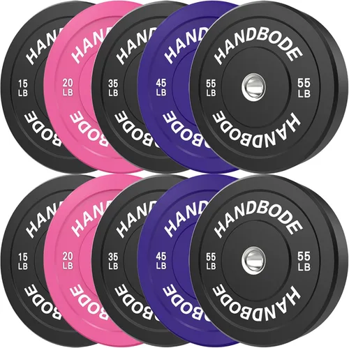 Miniatura 27 de HANDBODE Juego de discos de peso de 2 pulgadas de alto rebote, juego de discos olímpicos de 45/100/160/190/260/300 libras, juego de discos