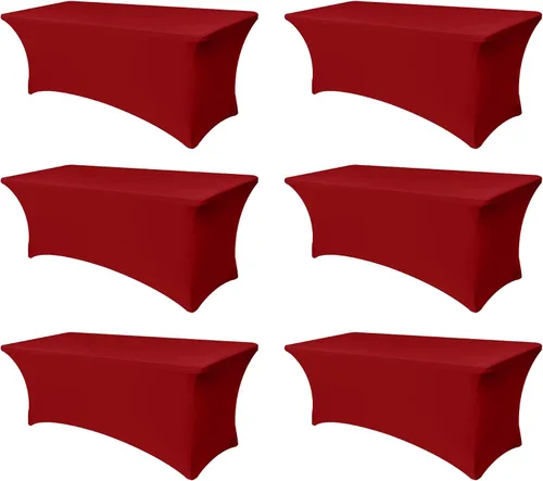 Miniatura 43 de Funda Elástica para Mesa para Mesas Rectangulares de 4 pies - Paquete de 8 Manteles de Spandex Azul Aguamarina con Elástico - Para Mesas Plegables