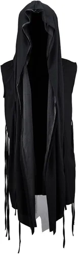 Miniatura 12 de ByTheR Capa con capucha para hombre, sin mangas, de malla, corte abierto, chaleco gótico oscuro, negro, Negro