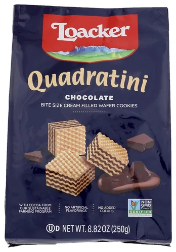 Loacker Quadratini - Galletas de oblea de chocolate tamaño bocado, 8.82 onzas (paquete de 6)