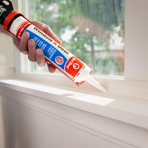 Miniatura 5 de Red Devil 084620 Calafateo acrílico de silicona para ventanas y puertas, almendra blanquecina, impermeable, 10.1 onzas, paquete de 1, fabricado