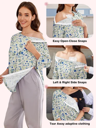Miniatura 4 de Camisetas Deyeek para Mujeres Después de Cirugía de Hombro Desmontables Mangas 3/4 Tops para Después de Cirugía de Manguito Rotador Ropa Adaptativa