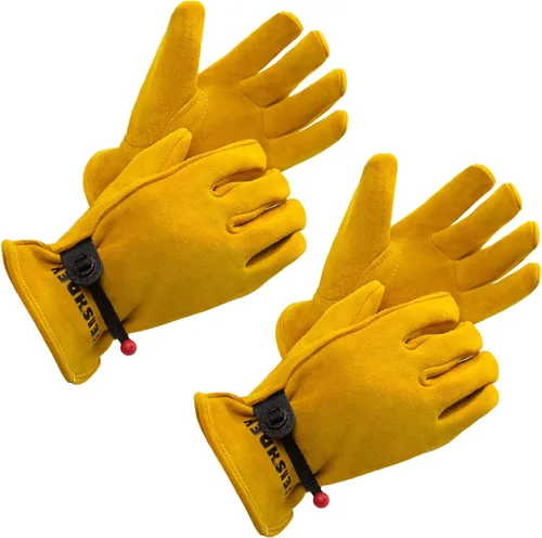 Miniatura 10 de Guantes de trabajo para niños de 2 a 14 años, extra suaves de ante de ciervo, duraderos, flexibles, guantes genuinos de cuero para niños