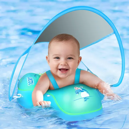 Miniatura 9 de Baby Pool Float with Canopy UPF50+ Sun Protection, no flip Over Inflatable Baby Float for Baby 3-36 Months, Skin Protect Toddler floaties for Boys