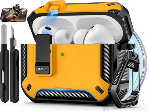 Miniatura 9 de Funda para AirPods Pro de 2 generación con soporte para teléfono, diseño de interruptor automático de protección completa contra caídas con kit