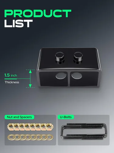 Miniatura 5 de YHTAUTO Kit de elevación de nivelación trasera de 1.5 pulgadas compatible con Ford F-150 2004-2020 RWD/4WD Pernos en U de acero y bloques