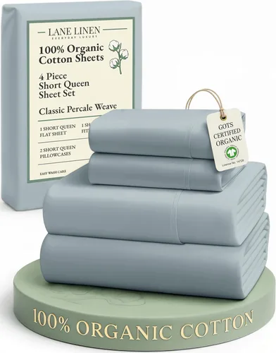 Miniatura 31 de LANE LINEN Sábanas 100% algodón orgánico para cama tamaño King, sábanas de percal suave, transpirables, de lujo, estilo hotelero, lavables a 09