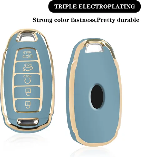 Miniatura 2 de MILD EAST Para Hyundai Palisade Elantra Key fob Cover Case con llavero Smart 5 Botón TPU Protector Keyless Remote Holder Azul