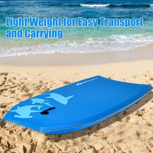 Miniatura 6 de Goplus Tabla de cuerpo ligera de 41/37/33 pulgadas para playa, tabla de surf con núcleo EPS, cubierta XPE, parte inferior lisa de HDPE, correa