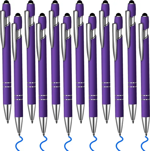Miniatura 12 de 12 bolígrafos de tinta azul con punta de lápiz capacitivo, bolígrafo de metal de 0.039 pulgadas para pantallas táctiles, 2 en 1, regalo para amigos
