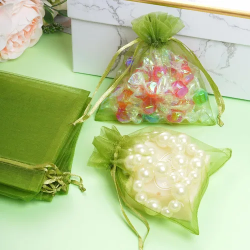 Miniatura 5 de Bskifnn 100 bolsas de organza de satén con cordón, bolsa de organza para el día de la madre, día de San Valentín, Halloween, bolsas de dulces, boda