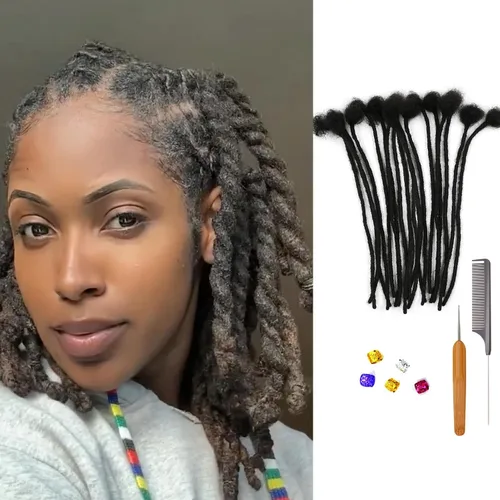 Miniatura 19 de 0.2 in y 0.2 in de ancho, 4-14 pulgadas de 10, 30, 60, 100 hebras de extensiones de cabello humano 100% real para hombres/mujeres/niños, paquetes