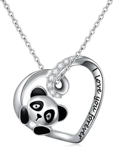 Cadena de plata esterlina y dije de corazón y animal tierno con palabras grabadas, cadena de 18 pulgadas, para mujeres y niñas