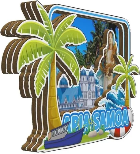 Miniatura 2 de Apia Samoa Apia Imán de nevera de madera 3D Monumentos de viaje coleccionables, recuerdos, decoración hecha a mano -3423